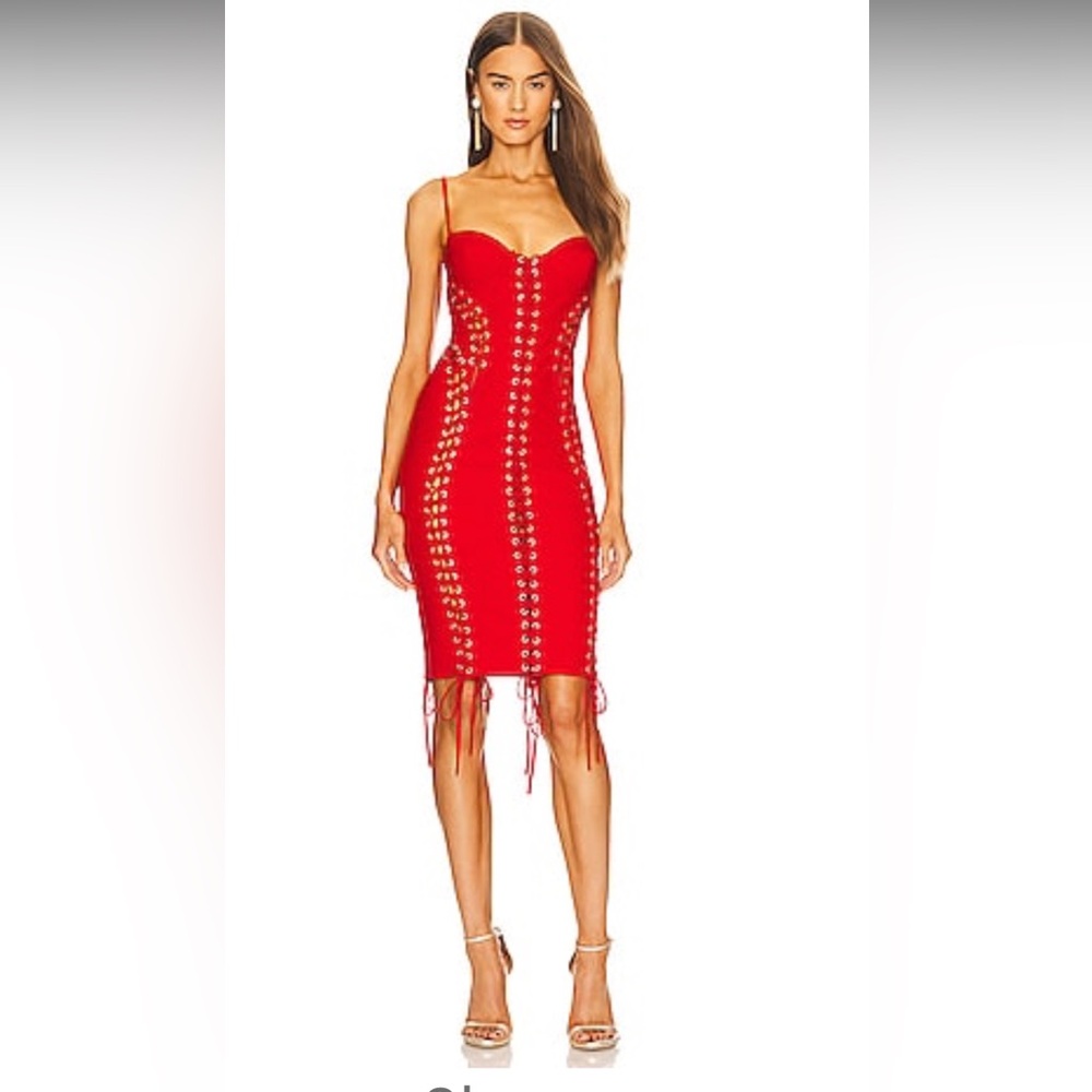 Michael Costello red x REVOLVE Anyssa Dress